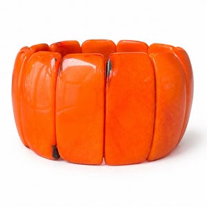 Handmade Orange Chunky Tagua Bracelet – Bold Statement Boho Jewelry