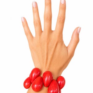Handmade Red Chunky Bangle: Statement Bracelet for Her