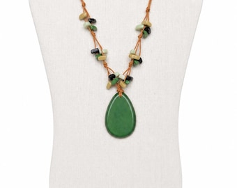 Handmade Tagua Nut Pendant Necklace – Eco-Friendly Boho Statement Jewelry