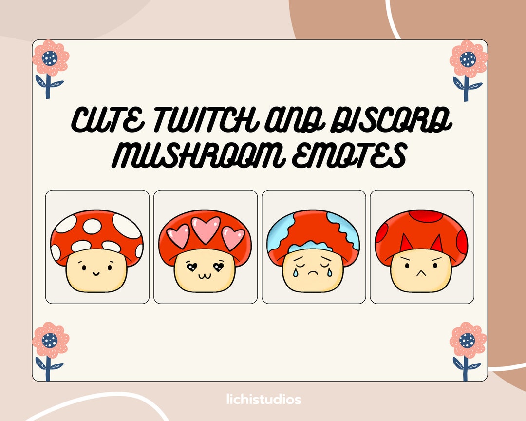 Cute Mushroom Emotes for Twitch / Discord / Youtube Stream 4 Etsy