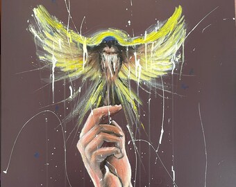 Original Painting Art, Bird Painting, Acrylic Painting, Colourful Bird, Hand Painting, Pet Portrait, Ideal for Home Deco or Gift