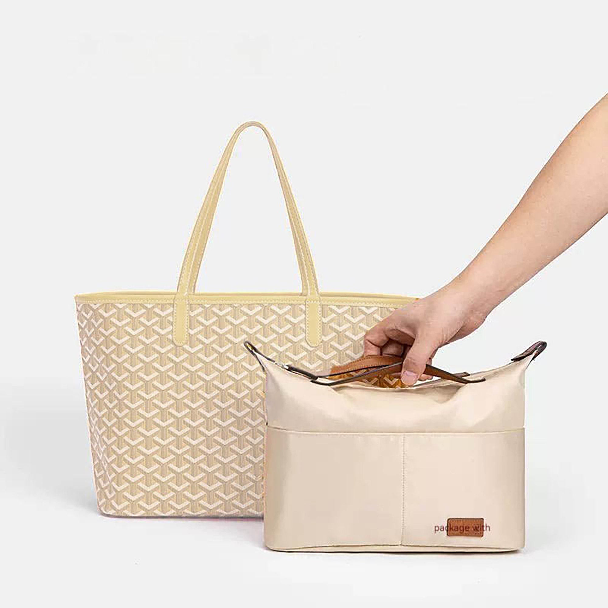 Goyard White St Louis GM Chevron Leather Canvas Tote Bag Summer