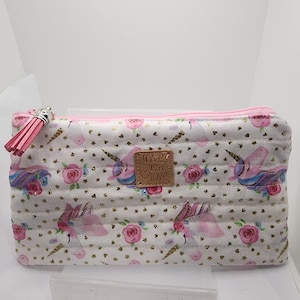 Pencil Case Pouch, quilted zipper pouch / small card holder wallet / cosmetic pouch / card lipstick wallet pouch / back to school/ Handmade