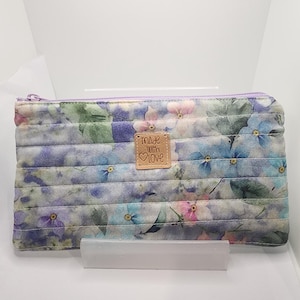 Pencil Case Pouch, quilted zipper pouch / small card holder wallet / cosmetic pouch / card lipstick wallet pouch / back to school/ Handmade