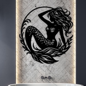 Mermaid Dreams Metal Art, Beach House Wall Decor, Ocean Bathroom Gifts for Women, Mermaid Bedroom Decor, Girl Room Wall Art, Coastal Decor