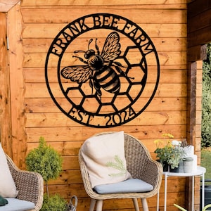 Custom Honey Bee Metal Wall Decor, Personalized Bee Farm Sign, Custom Bee Farm Sign, Best Gifts for Bee Lovers, Bee Hive Decorations