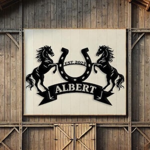 Letrero personalizado para rancho de caballos, letrero personalizado para granero de caballos, regalos personalizados para amantes de los caballos, arte mural grande para exteriores, letrero con nombre de granja de caballos