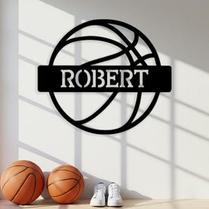 Benutzerdefinierte Basketball Namensschild, benutzerdefinierte Metallschild, personalisiertes Geschenk für ihn, Spielzimmer Zeichen, Karge Basketball Wandkunst, Sportwanddekor