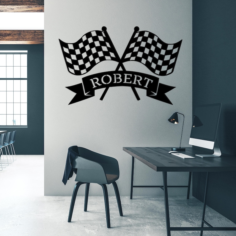 Room Racing Flags Personalized Checkered Flag Racing Sign, Custom Finish Flag Name Sign ...