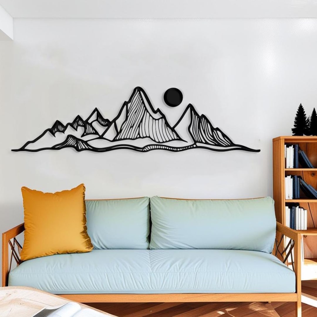 Abstract Mountain Metal Wall Decor, Contemporary Cottage Decor for ...