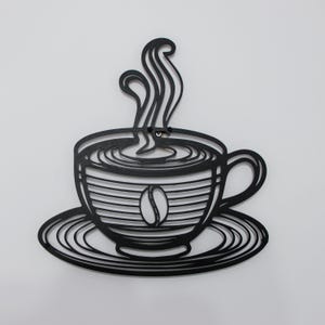 Coffee Cup Metal Sign, Metal Coffee Bar Decor, Gifts for Coffee Lover, Line Art Coffee Wall Decor, Large Kitchen Wall Art, Coffee Shop Decor