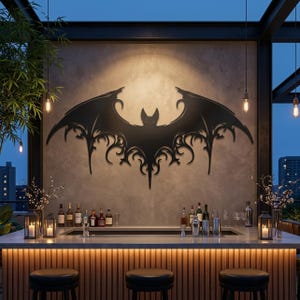 Majestic Bat Metal Wall Art, Giant Bat Metal Wall Decor, victorian gothic room decor, scary halloween decoration, giant halloween decoration