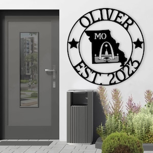 Missouri Custom Metal Sign, Gateway Arch Metal Wall Decor, MO State Sign, Missouri Welcome Sign, Outdoor Missouri Decor, Custom Name Sign