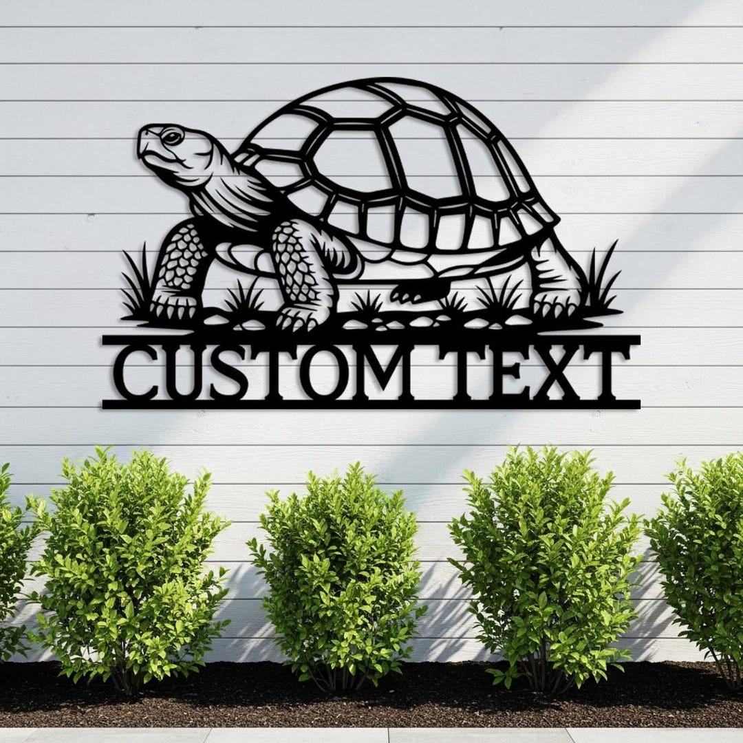Custom Tortoise Metal Sign, Personalized Outdoor Turtle Wall Art ...
