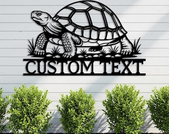 Custom Tortoise Metal Sign, Personalized Outdoor Turtle Wall Art, Garden Fence Turtle Decor, Lake House Animal Sign, Gift for Nature Lover