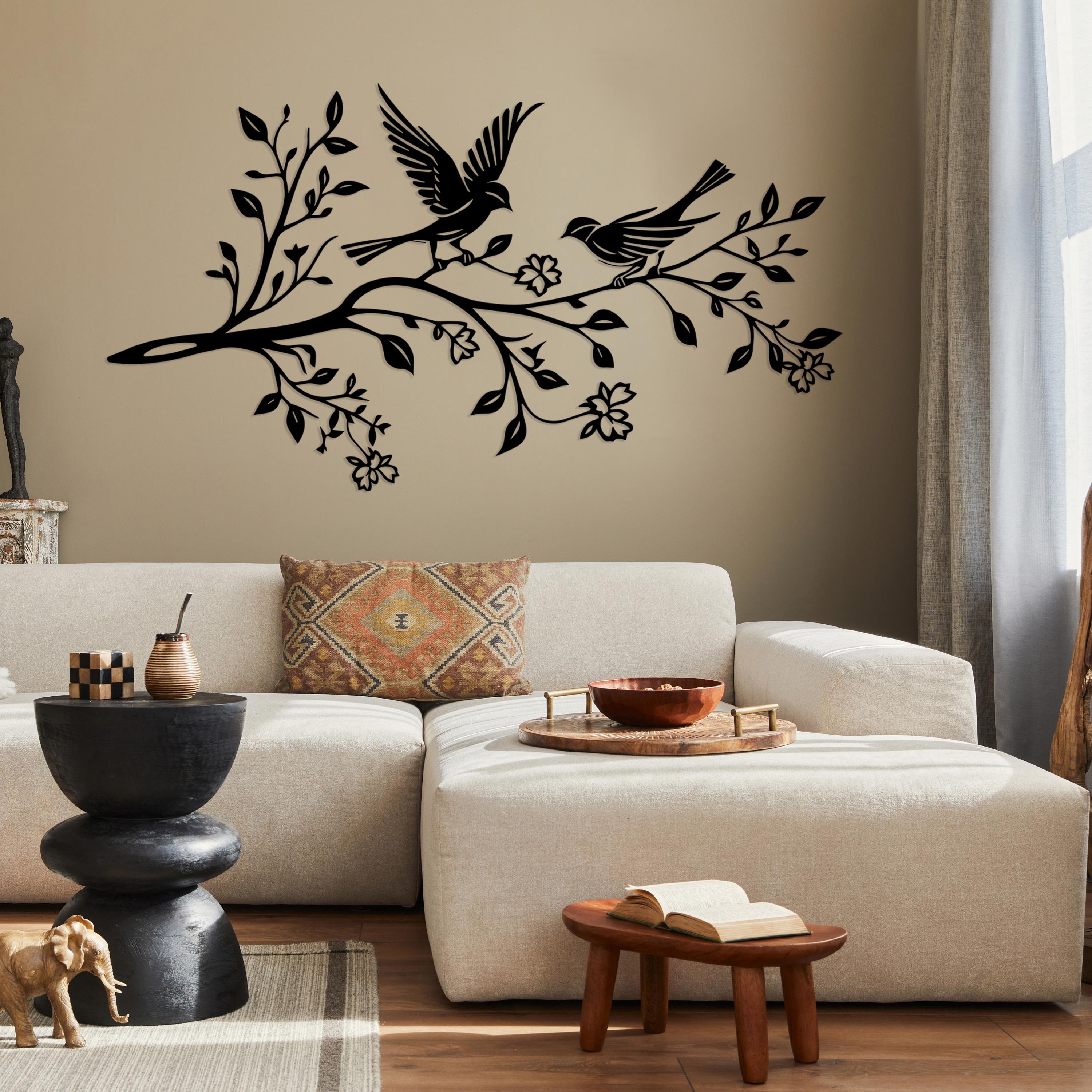 Birds on Tree Branch Metal Wall Decor, Boho Living Room Decor, Boho ...