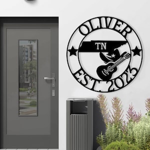 Tennessee Custom Metal Sign, Music City Metal Wall Decor, TN State Sign, Tennessee Welcome Sign, Outdoor Tennessee Decor, Personalized Sign