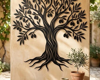Extragroßes Olivenbaum-Wandbild, mediterrane Wohndekoration, rustikale Esszimmerdekoration, Dekoration über dem Sideboard, Geschenkidee für mediterrane Gärtner