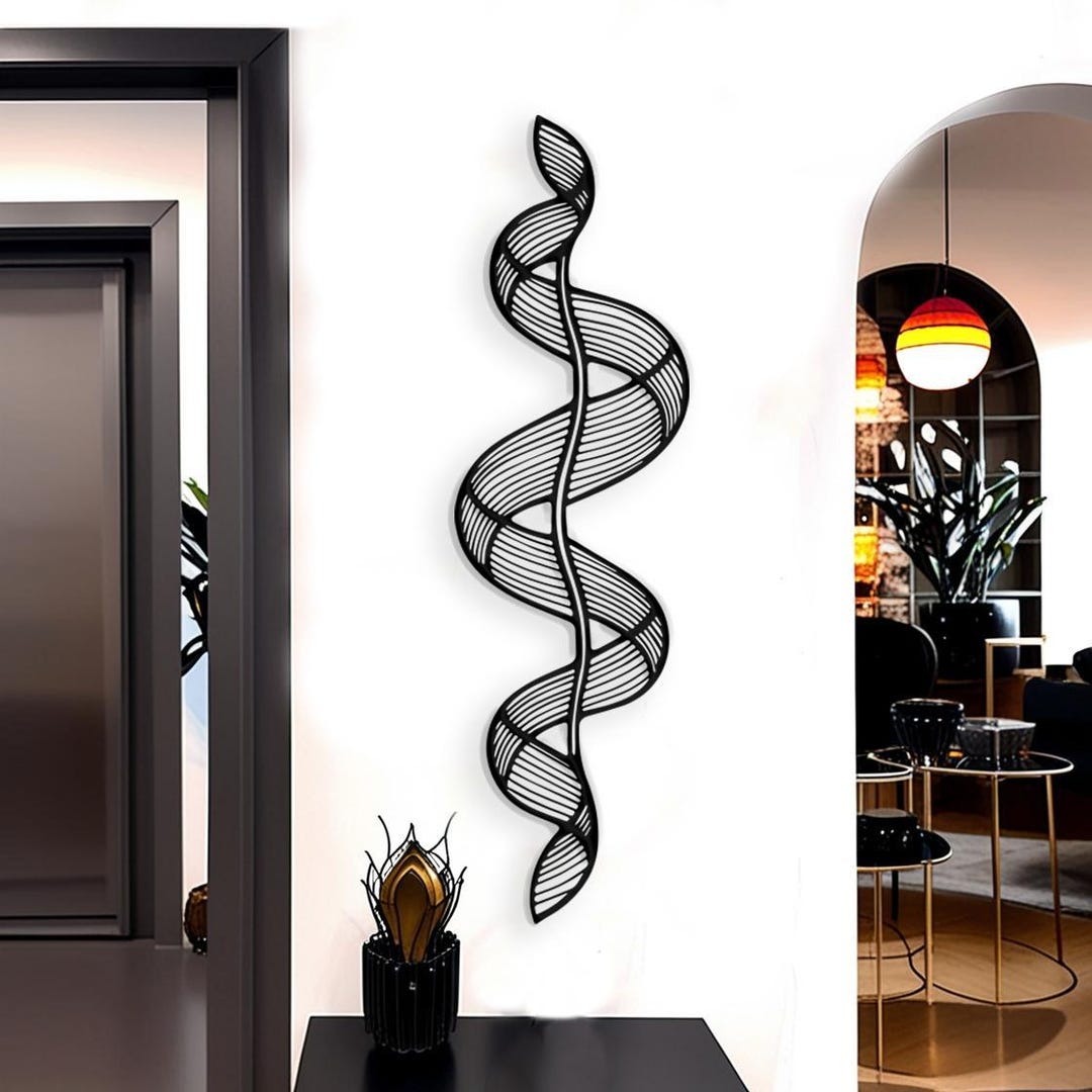 Modern Abstract Metal Wall Art, Mid Century Modern Decor, Vertical Wall ...