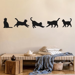 Funny Cat Wall Art Sets, Playful Metal Cat Decor, Pet Lover Gift Idea, Gifts for Cat Lovers, Cute Cat Room Metal Wall Decor