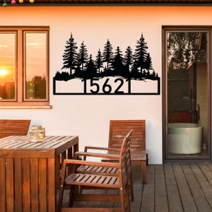 Cartello personalizzato in metallo Magnificent Forest, Cartelli rustici in metallo con numero civico, Cartelli personalizzati in metallo con nome, Cartello personalizzato in metallo, Arte murale per porta d'ingresso