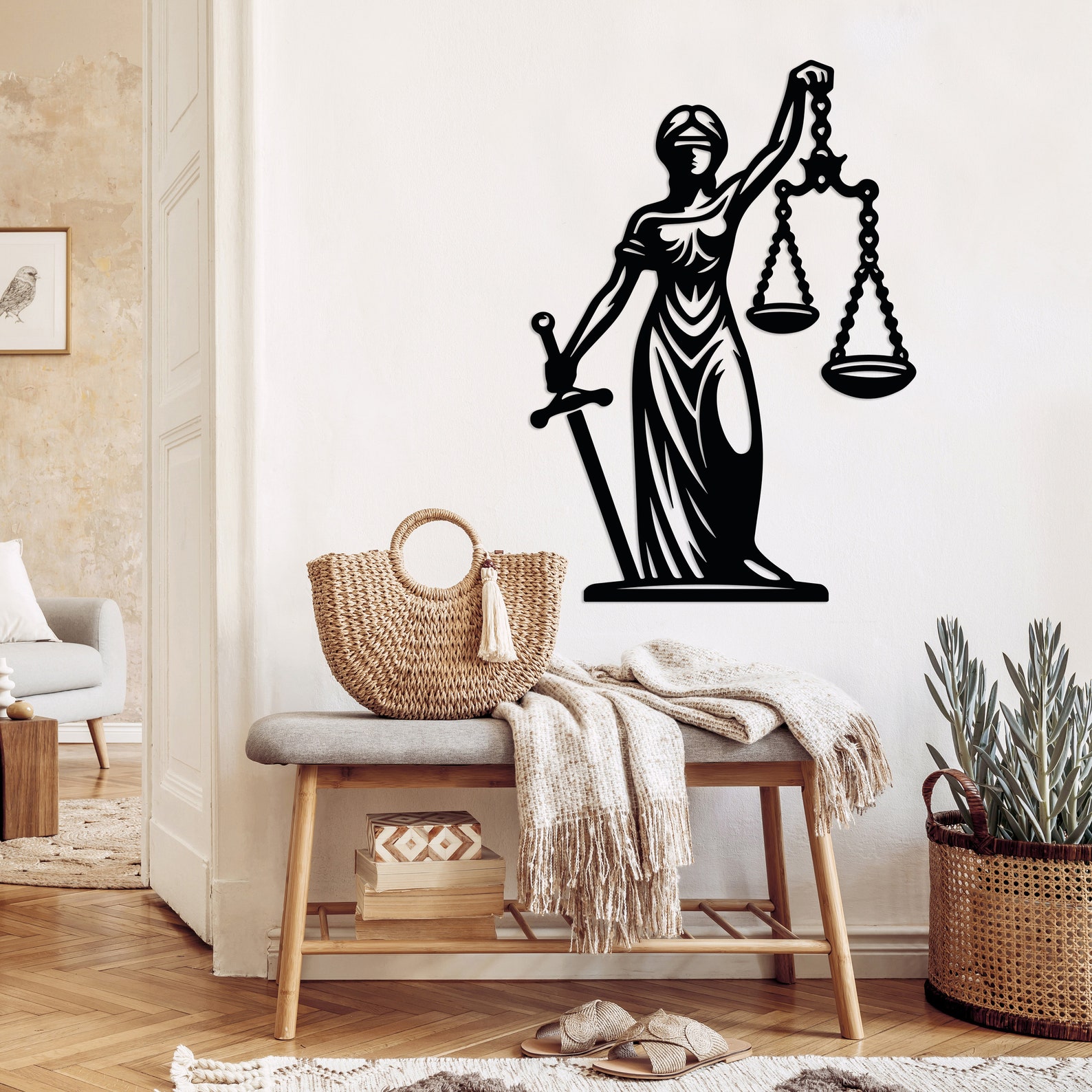 Metal Themis Wall Art, Lady Justice Wall Decor, Law Firm Wall Decor ...