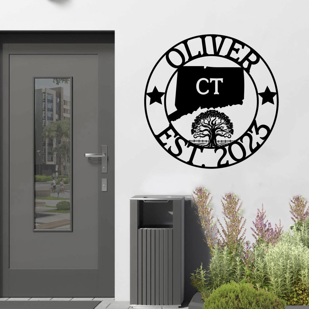 Connecticut Custom Metal Sign, Charter Oak Metal Wall Decor, Ct State ...