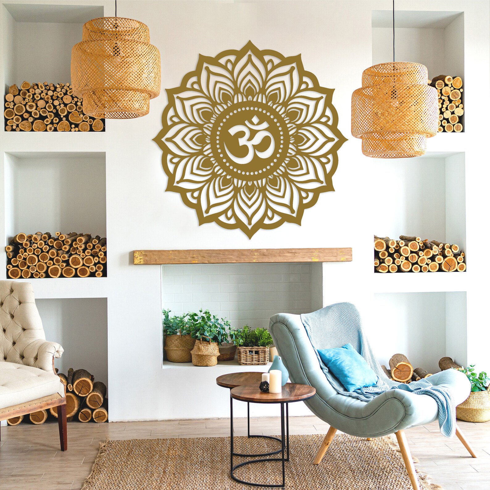 Picture of Om Mandala Metal Wall Art, Inspirational Wall Art, Yoga Room Decor ...