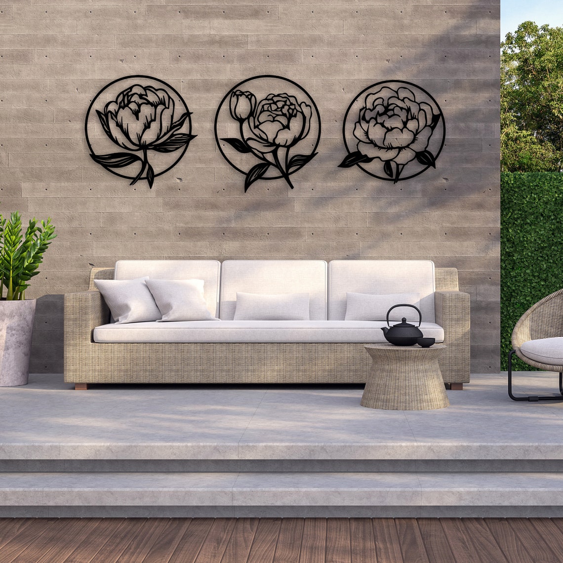 Metal Peony Wall Art, Flowers Set Metal Wall Decor, 3d Flower Wall ...