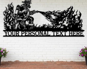 Custom Firefighter Metal Sign, Personalized Fireman Wall Art, Outdoor Garage Decor, Fire Station Name Sign, Gift for Firefighter Dad