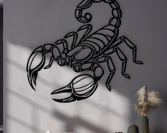 Metall Skorpion Wandkunst, Skorpion Sternzeichen, Skorpion Gothic Wanddekor, Metall Skorpion Zeichen, große Metallwandkunst, Gothic Mann Höhle Dekor