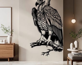 Vulture Wall Art, Vertical Wildlife Decor, Entryway Wall Decor, Masculine Nature Home Decor, Gifts for Him, Rustic Lodge Decor, Vulture Sign