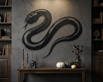 Giant Snake Metal Wall Art, Majestic Snake Wall Decor, Gifts for Snake Lover, above Bed Decor, Bedroom Wall Decor, Mystical Snake Wall Decor