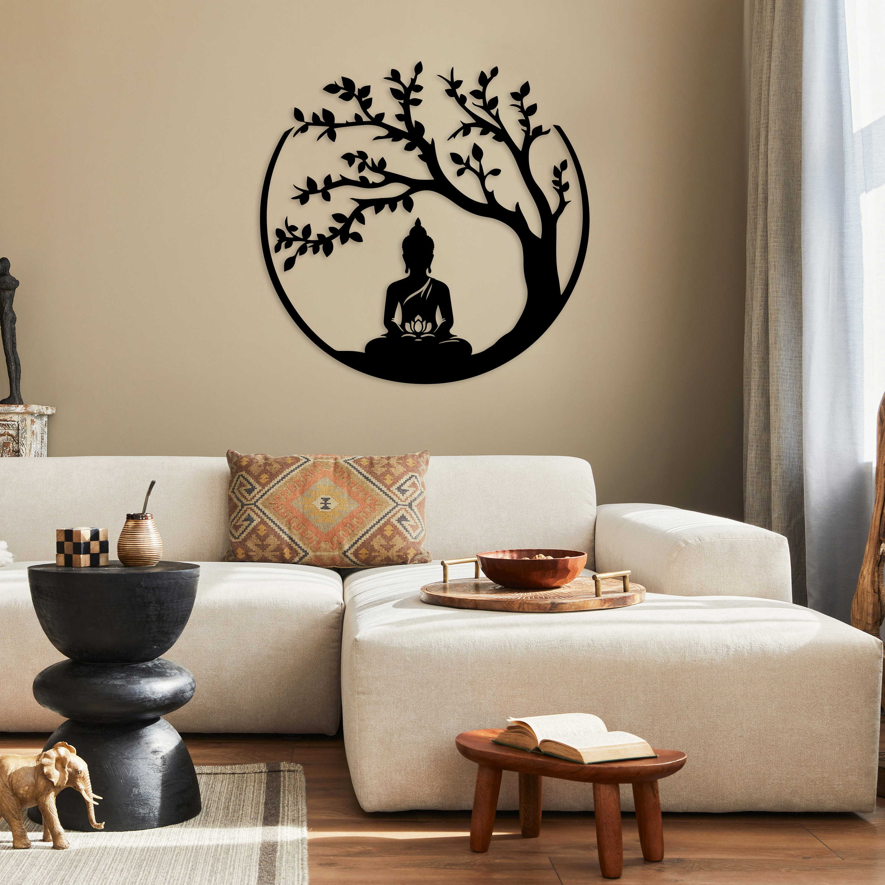 Tree of Life and Buddha Metal Wall Decor, Large Buddha Wall Art for ...