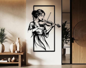 Violin Player Wall Art, Classical Music Room Decor, Female Musician Wall Decor, Women Bedroom Decor, Violin Gifts for Her, Music Studio Sign