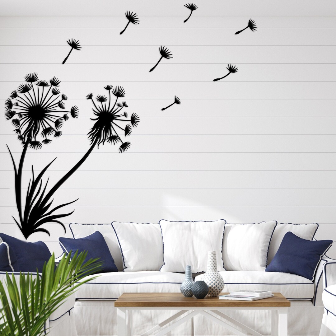 Minimalist Living Room Wall Art, Metal Dandelion Wall Art, Large Boho