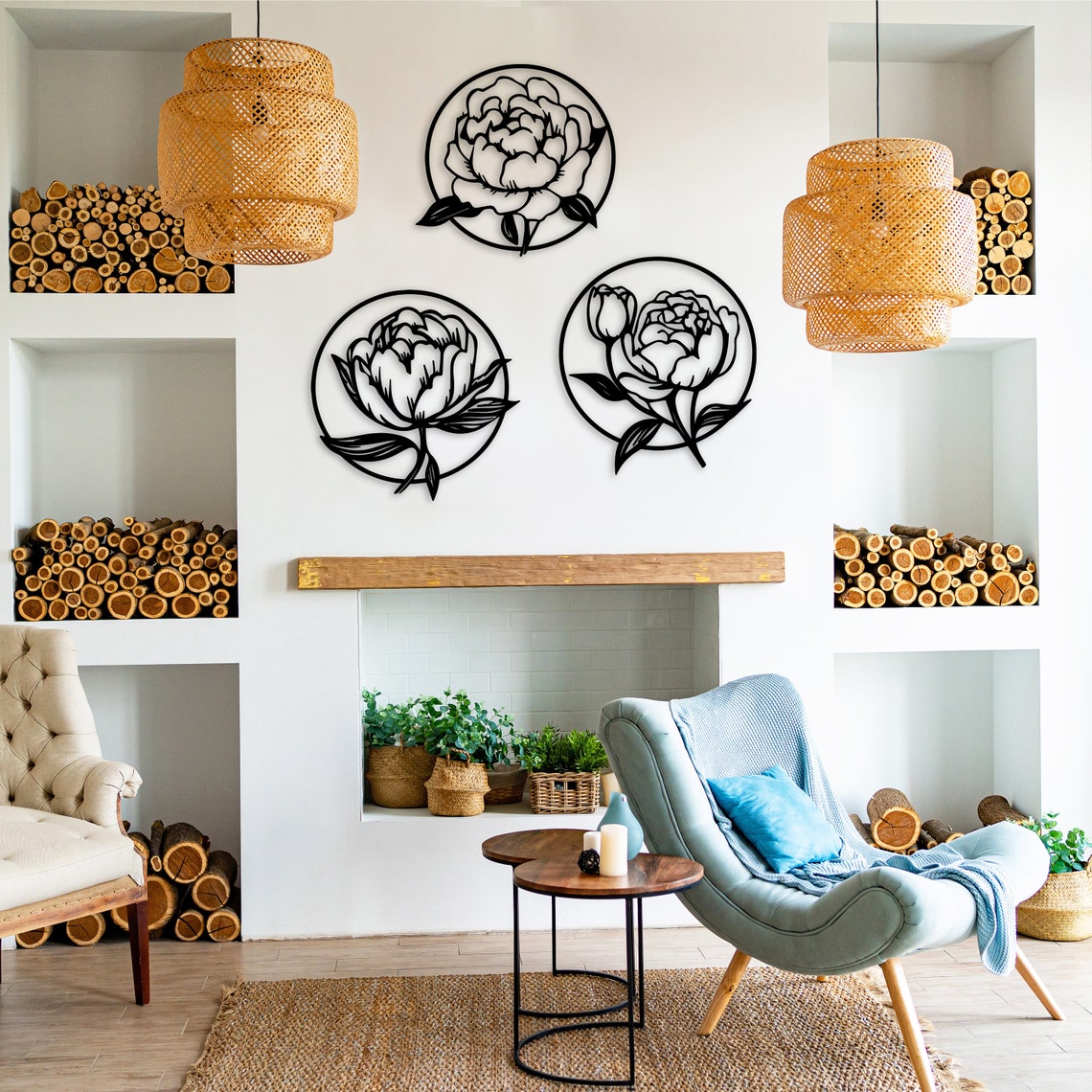 Metal Peony Wall Art, Flowers Set Metal Wall Decor, 3d Flower Wall ...