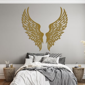 Metal Angel Wings Wall Decor, Unique Angel Wings for Wall Decor, Bedroom Wall Decor, Living Room Wall Art, Metal Wall Art Gifts for Women