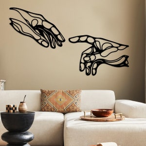 The Creation of Adam Metal Wall Art, Michelangelo Hands of God Wall Art, Metal Line Art Wall Art, Hand of God Picture, Metal Wall Decor