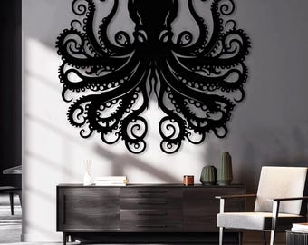 Decorazione da parete in metallo con mostro marino, decorazione da parete in metallo con Kraken, decorazione per casa al mare, decorazione da bagno in stile nautico, decorazione da bagno in stile gotico, regali nautici
