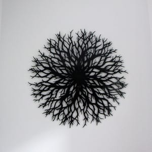Decoración de pared redonda abstracta para chimenea, decoración de pared metálica sobre sofá, decoración contemporánea para sala de estar, arte de pared metálico moderno con forma de árbol de la vida. imagen 3