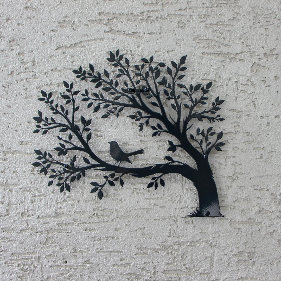 Tree Metal Wall Decor, Metal Bird on Branch Wall Art, Extra Large Wall ...