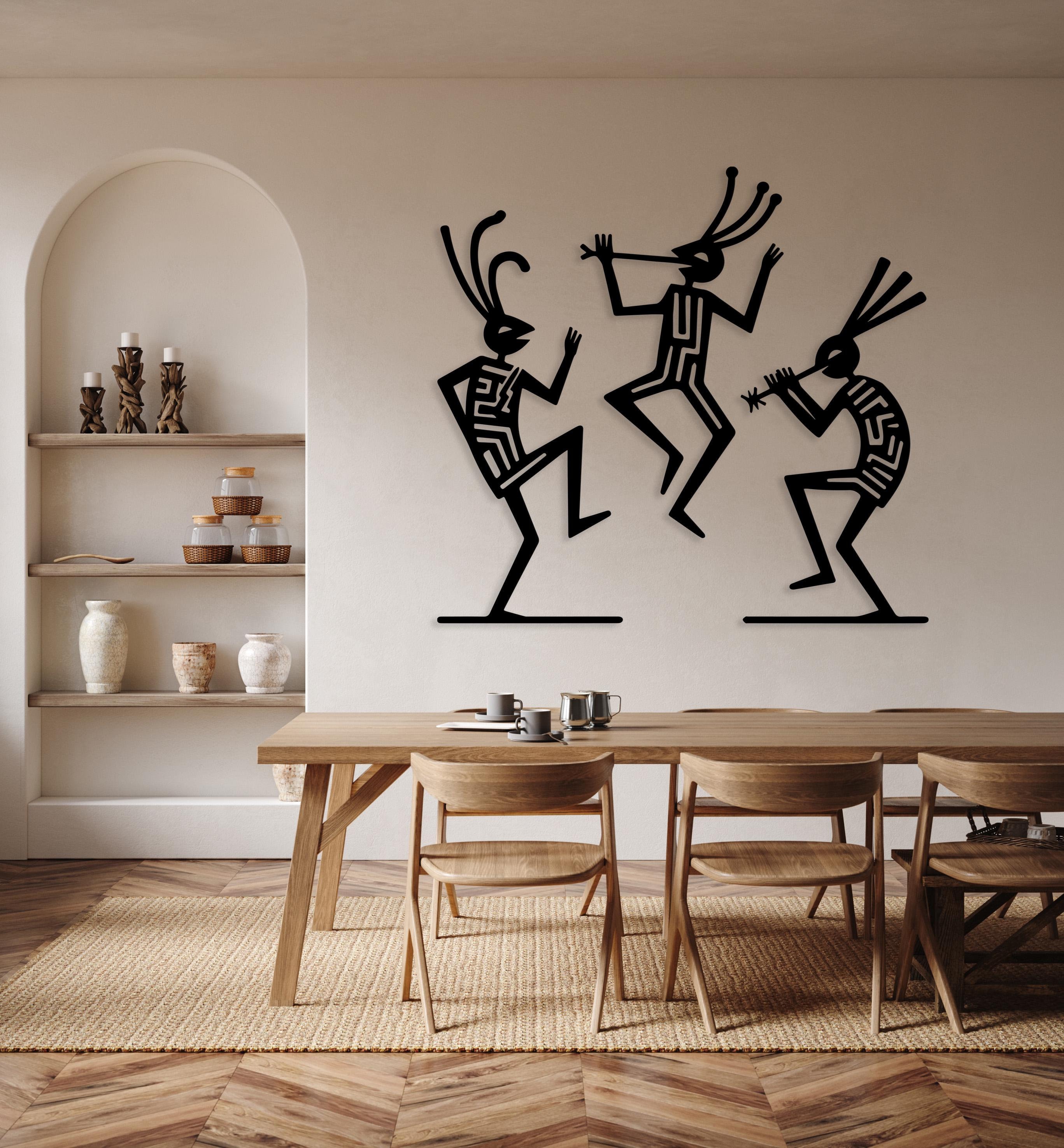 Funny Kokopelli Metal Wall Art, Dancing Kokopelli Wall Decor, Set