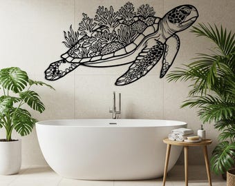 Sea Schildkröte Wandkunst, Küsten Ozean Dekor, Marine Life Decor, Strandhaus Dekor, Terrasse Wanddekor, See Haus Dekor, Pool Haus Dekor
