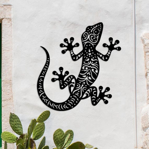 Gecko Metal Wall Art, Lizzard Metal Wall Decor, Garden Wall Decor, Extra Large Metal Gecko Wall Art, Entryway Wall Art, Reptile Decor