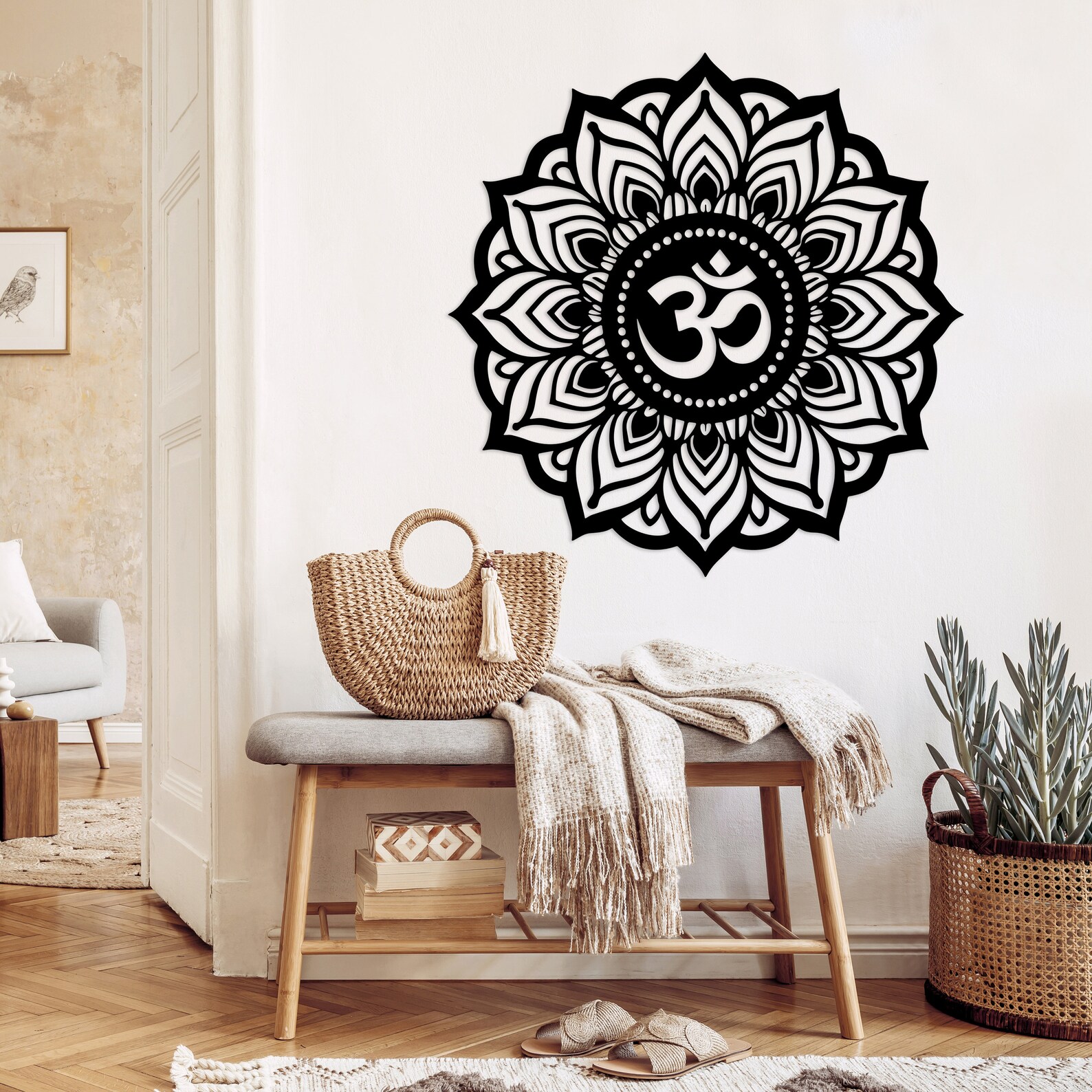 Picture of Om Mandala Metal Wall Art, Inspirational Wall Art, Yoga Room Decor ...