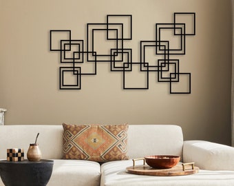 Arte de pared de metal de estilo lujoso, decoración de pared moderna y contemporánea, arte de pared moderno grande para sala de estar, decoración de pared de metal para dormitorio principal