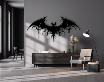 Majestic Bat Metal Wall Art, Giant Bat Metal Wall Decor, victorian gothic room decor, scary halloween decoration, giant halloween decoration