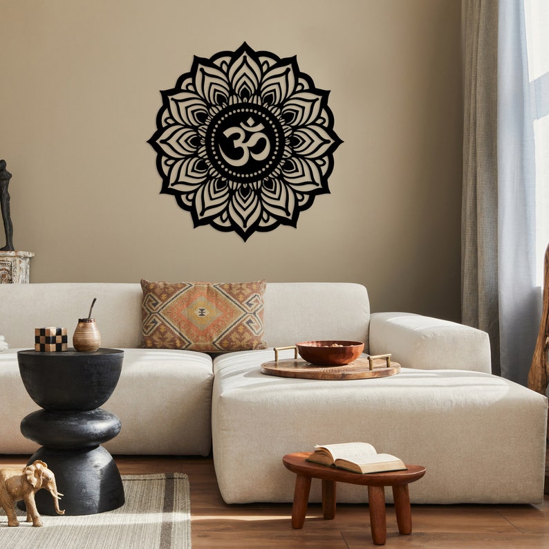 Om Mandala Metal Wall Art, Inspirational Wall Art, Yoga Room Decor ...