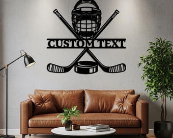 Custom Hockey Name Sign, Personalized Hockey Metal Wall Art, Hockey Player Room Decor, Teen Bedroom Gift, Outdoor Hockey Team Name Sign